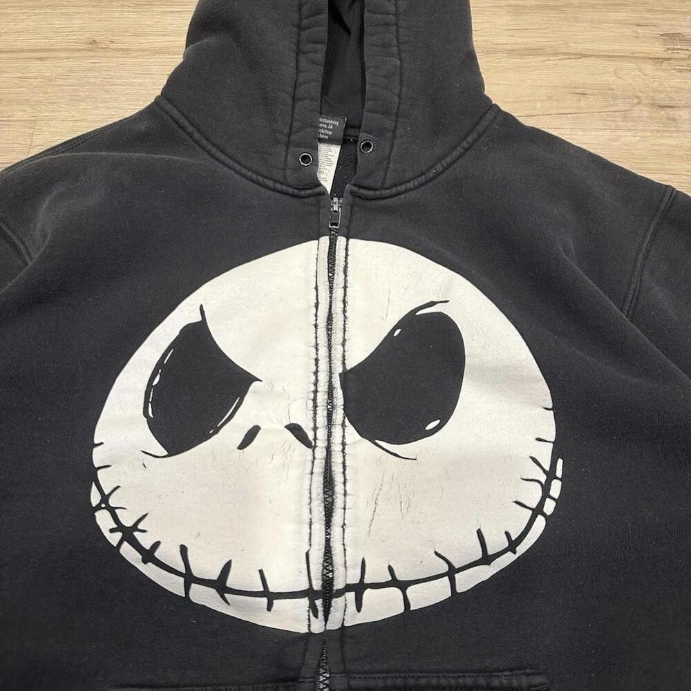 The Nightmare Before Christmas Jack Skellington Fade Black Zip Up Mens Hoodie XL - Picture 6 of 9